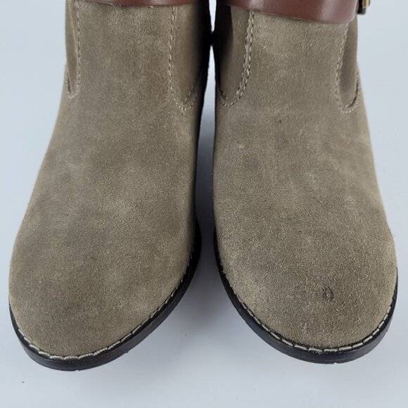 Dolce Vita Taupe Suede Brown Buckle Strap Detail Heeled Ankle Boots 6.5 - Picture 4 of 10